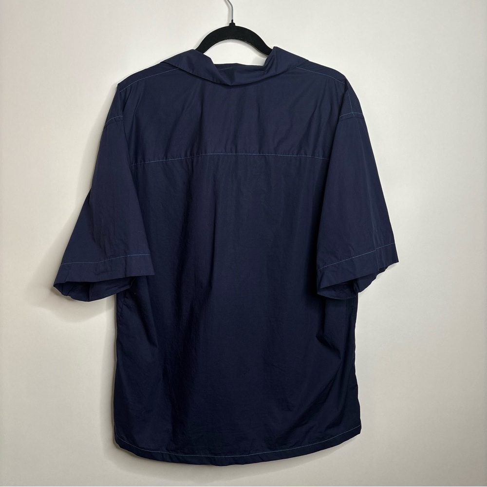 Marni x Uniqlo Oversized Navy Blue Short Sleeve Open Collar Shirt Size Small - Picture 8 of 8